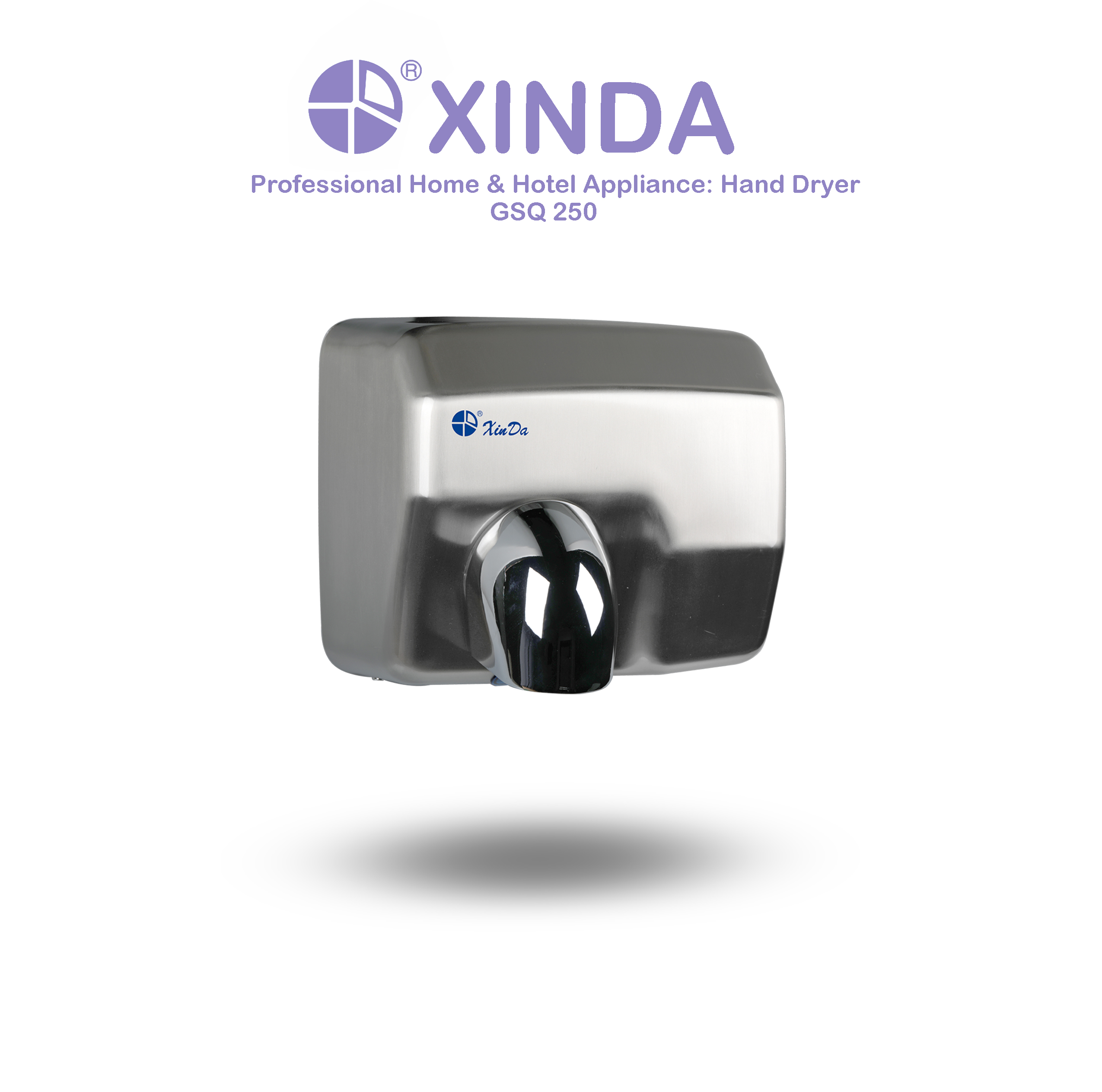 مجفف الأيدي الفضي من XinDa GSQ250 ضمان الجودة المباشر للتجفيف السريع مجفف الأيدي من الفولاذ المقاوم للصدأ
