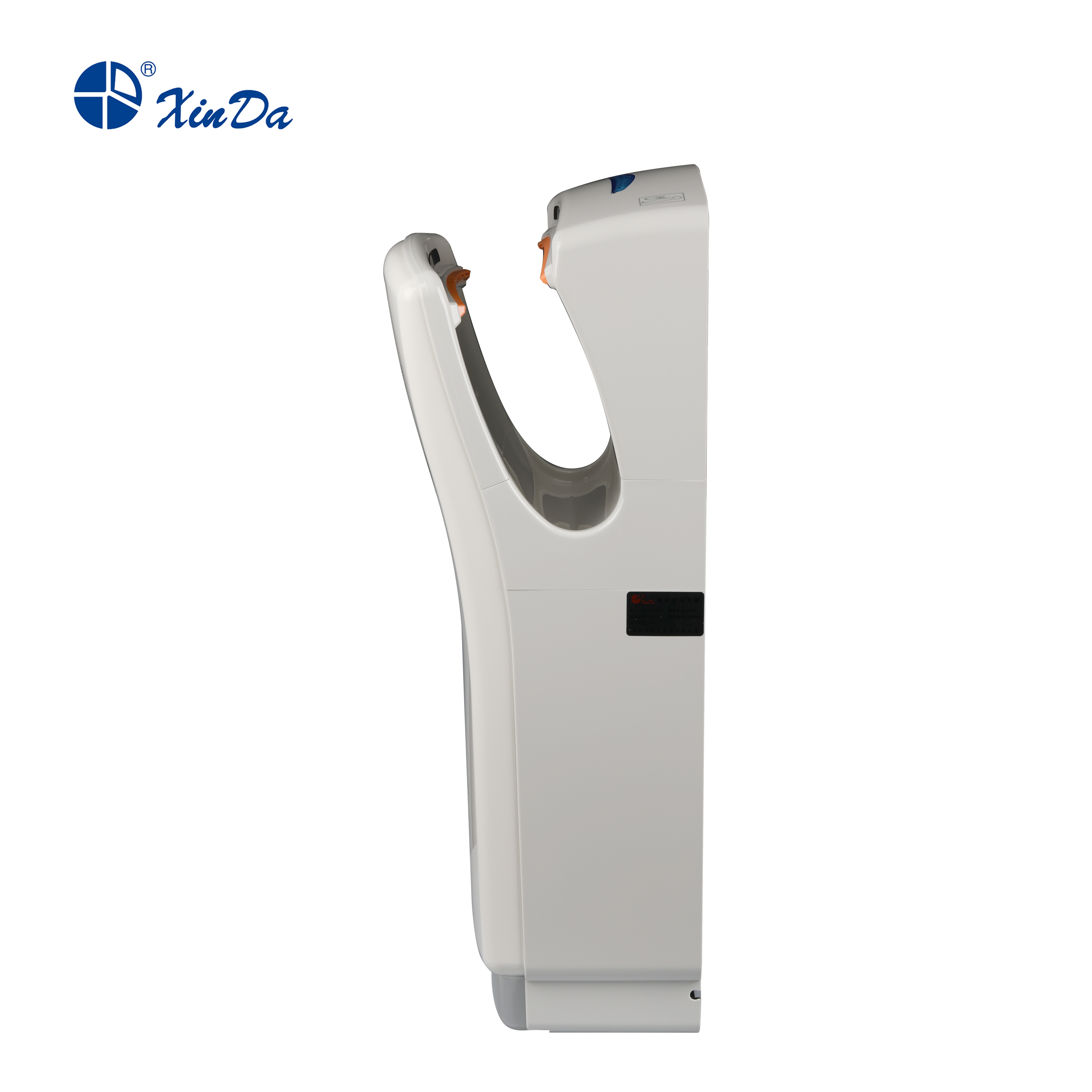 مجفف اليد الأوتوماتيكي من XinDa GSQ80 White للحمام من الفولاذ المقاوم للصدأ المصقول عالي السرعة ومجفف الشعر النفاث الأوتوماتيكي